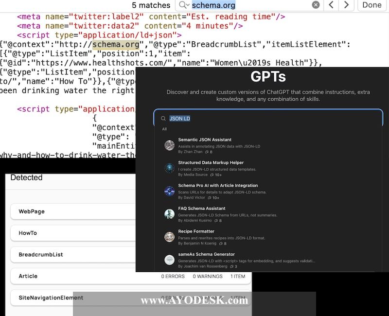 JSON-LD inside webpages and GPT for generating JSON-LD structures