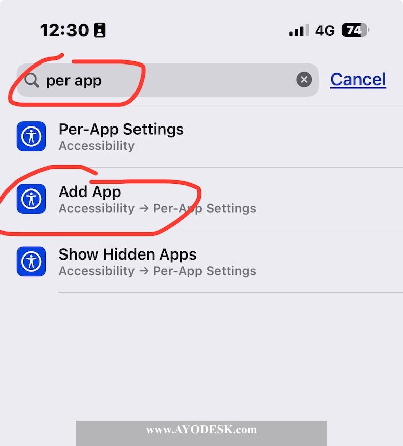 Per App window on iPhone