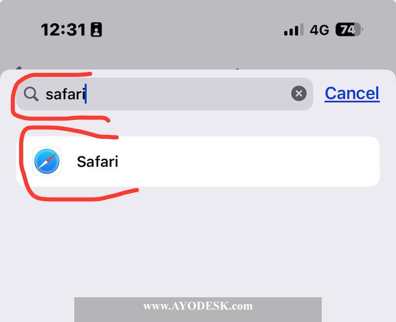 Find and select Safari in Per App settings