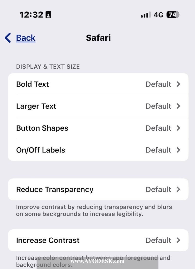 Safari specific options in Per App settings