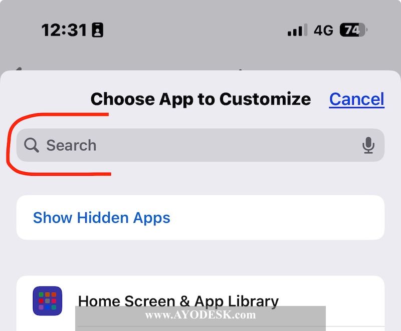 Per App window on iPhone